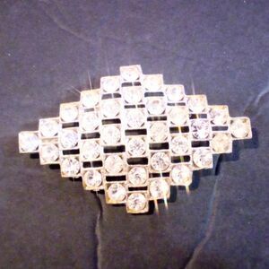 Vintage Silver Tone Rhinestone Diamond Shaped Bar Style Brooch